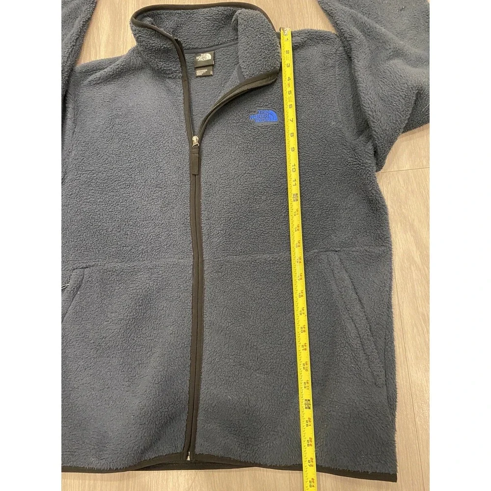 The North Face Large Mens Full Zip Fleece Jacket Navy Blue 100% Polyester Size L